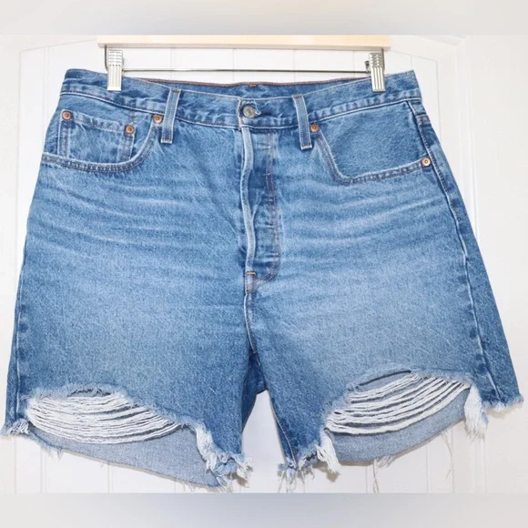 Levi’s 501 Cutoff Denim Shorts – Distressed, High Rise - Picture 2 of 12